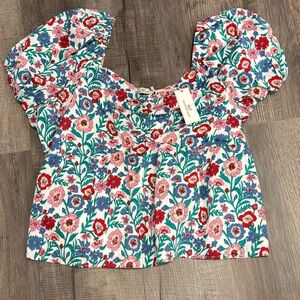 3X Vineyard Vines Multi-floral Puff Sleeve Top